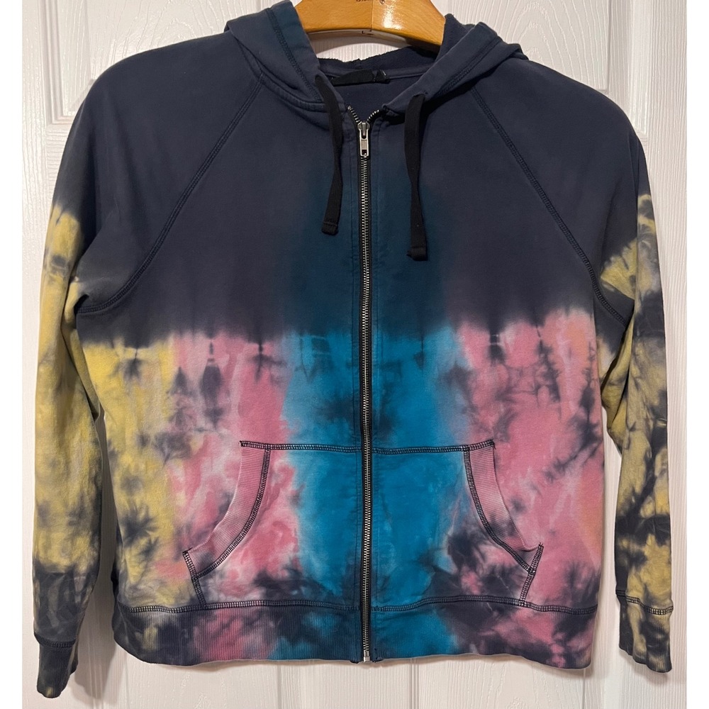 Torrid LoveSick Womens Tie Dye Zip Up Hoodie Navy Pink Blue Yellow‎ Size 1